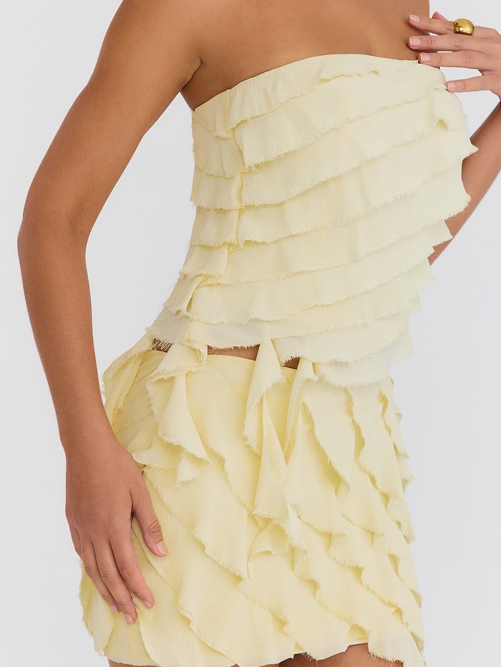 Mistress Rocks Vanilla Strapless Ruffle Top - Picture 7 of 11
